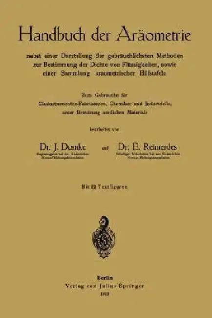 Cover of Handbuch Der Aräometrie
