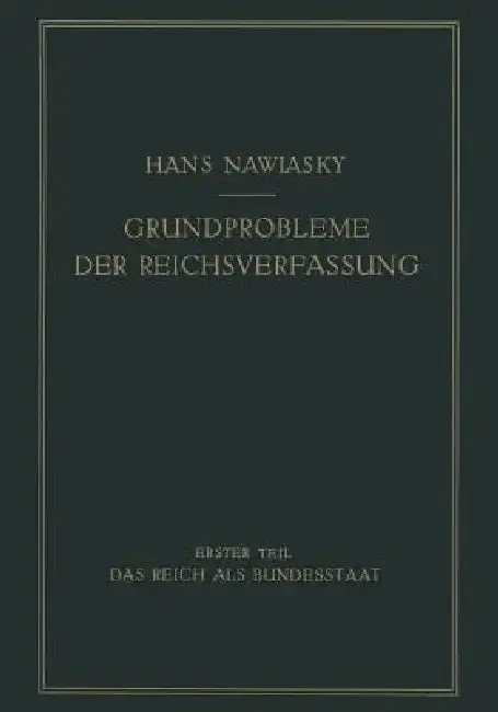 Cover of Grundprobleme Der Reichsverfassung