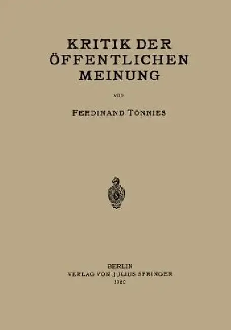 Cover of Kritik Der Öffentlichen Meinung