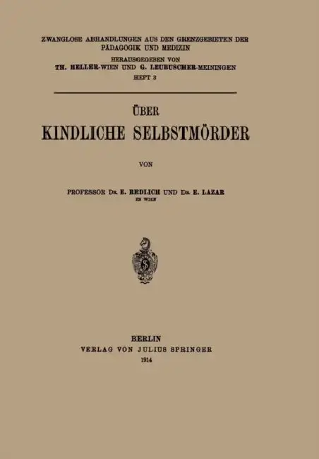 Cover of Über Kindliche Selbstmörder