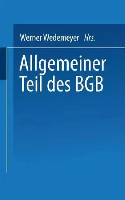 Cover of Allgemeiner Teil Des BGB