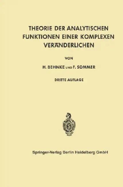 Cover of Theorie der Analytischen Funktionen Einer Komplexen Veränderlichen