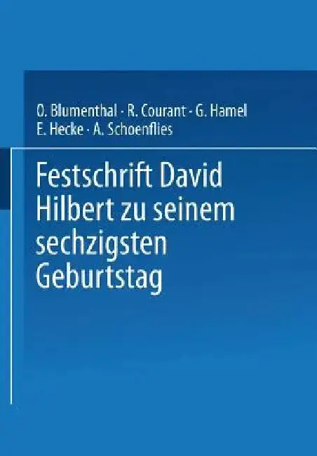 Cover of Festschrift David Hilbert Zu Seinem Sechzigsten Geburtstag Am 23. Januar 1922