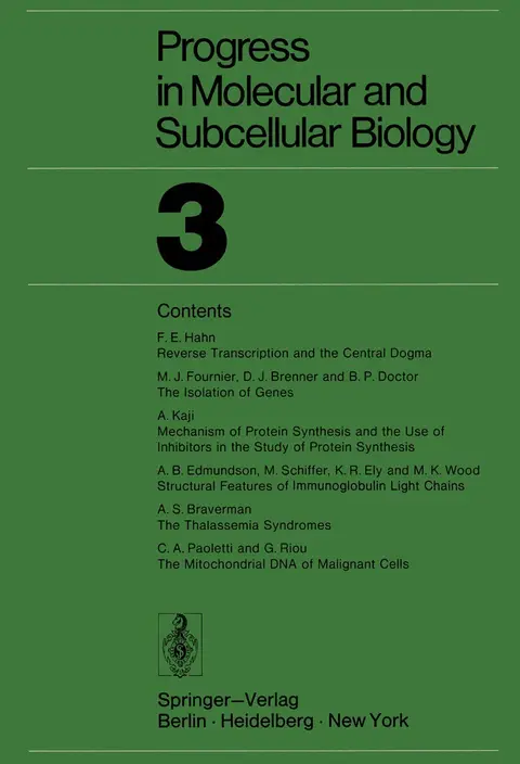 Cover of Progress in Molecular and Subcellular Biology 3