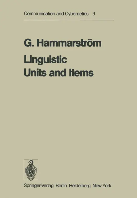 Cover of Linguistic Units and Items
