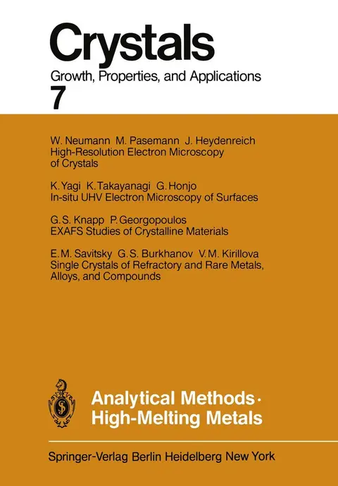 Cover of Analytical Methods High-Melting Metals