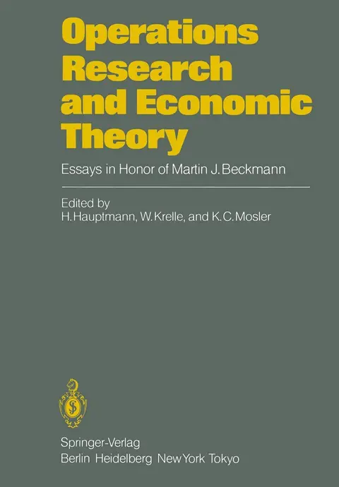 Cover of Operations Research and Economic Theory