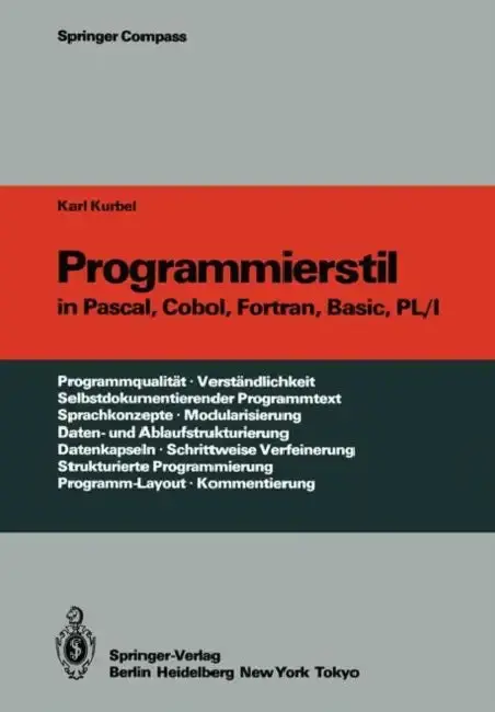 Cover of Programmierstil in Pascal, Cobol, Fortran, Basic, Pl/I