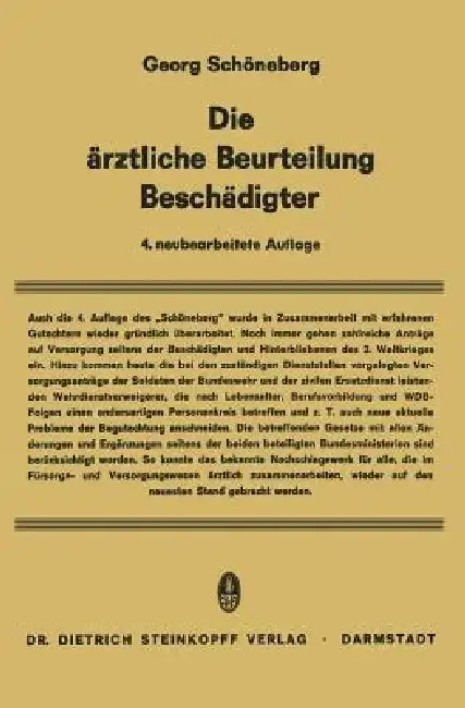 Cover of Die Ärztliche Beurteilung Beschädigter