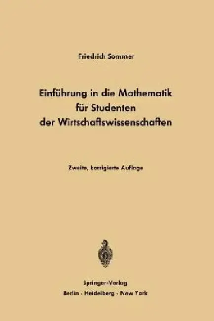 Cover of Einführung in Die Mathematik Für Studenten Der Wirtschaftswissenschaften