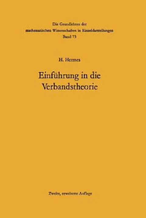 Cover of Einführung in Die Verbandstheorie