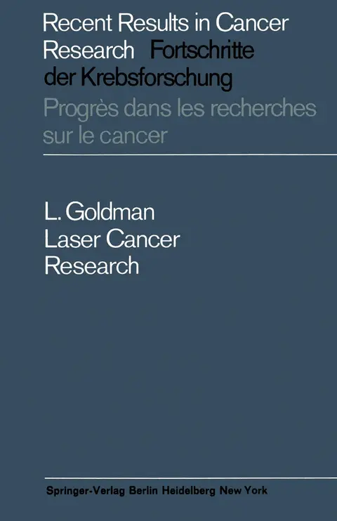 Cover of Laser Cancer Research