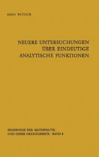 Cover of Neuere Untersuchungen Über Eindeutige Analytische Funktionen