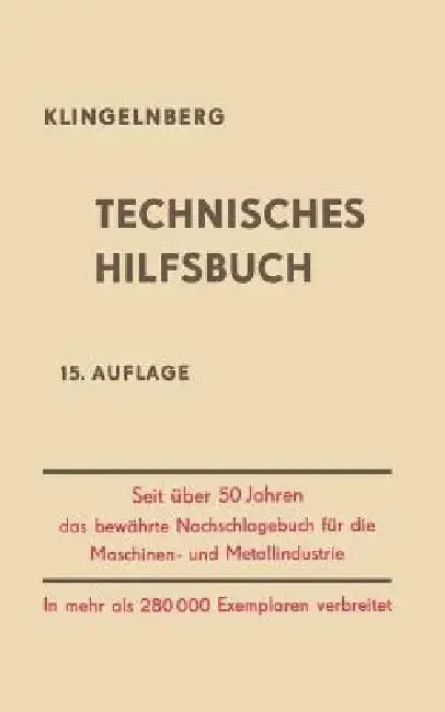 Cover of Klingelnberg Technisches Hilfsbuch