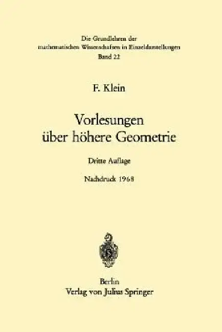Cover of Vorlesungen Über Höhere Geometrie