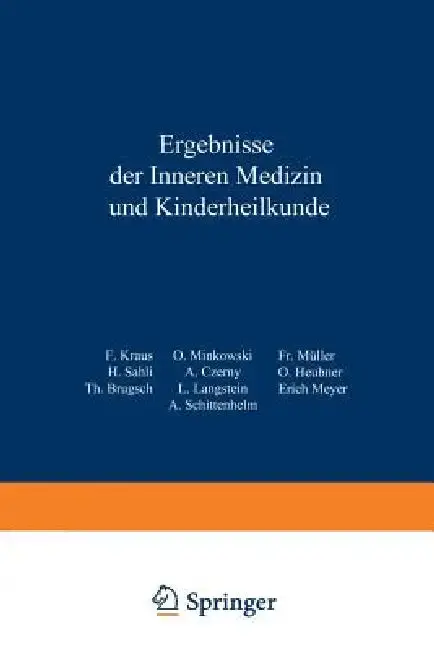 Cover of Ergebnisse Der Inneren Medizin Und Kinderheilkunde