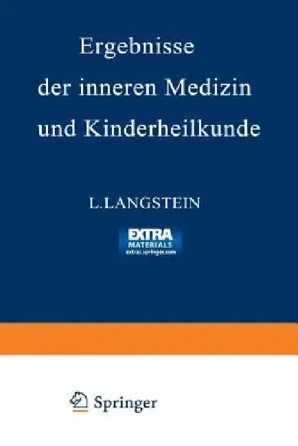 Cover of Ergebnisse Der Inneren Medizin Und Kinderheilkunde