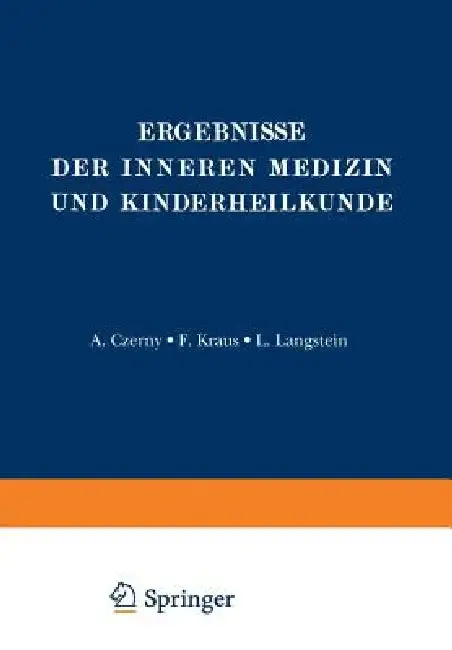 Cover of Ergebnisse Der Inneren Medizin Und Kinderheilkunde