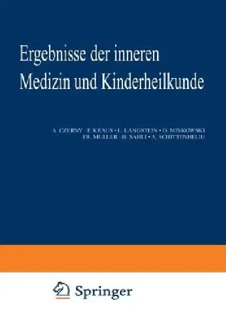 Cover of Ergebnisse Der Inneren Medizin Und Kinderheilkunde