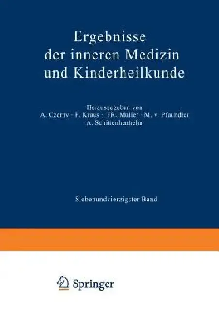 Cover of Ergebnisse Der Inneren Medizin Und Kinderheilkunde