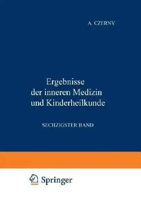 Cover of Ergebnisse Der Inneren Medizin Und Kinderheilkunde