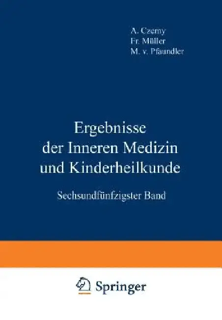 Cover of Ergebnisse Der Inneren Medizin Und Kinderheilkunde