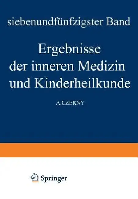 Cover of Ergebnisse Der Inneren Medizin Und Kinderheilkunde