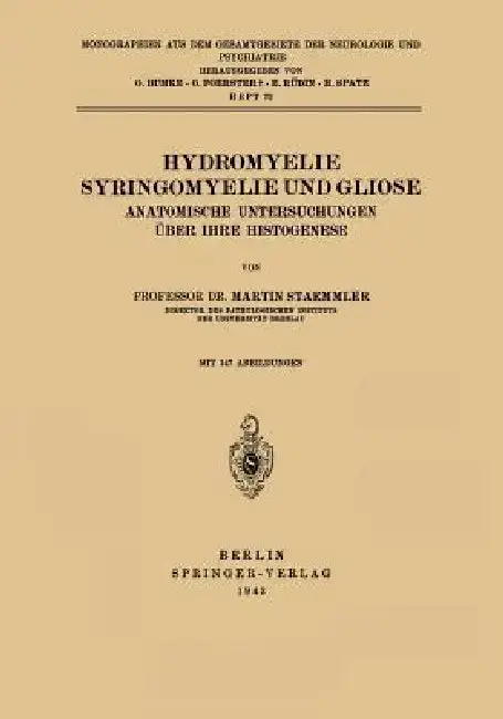 Cover of Hydromyelie Syringomyelie Und Gliose