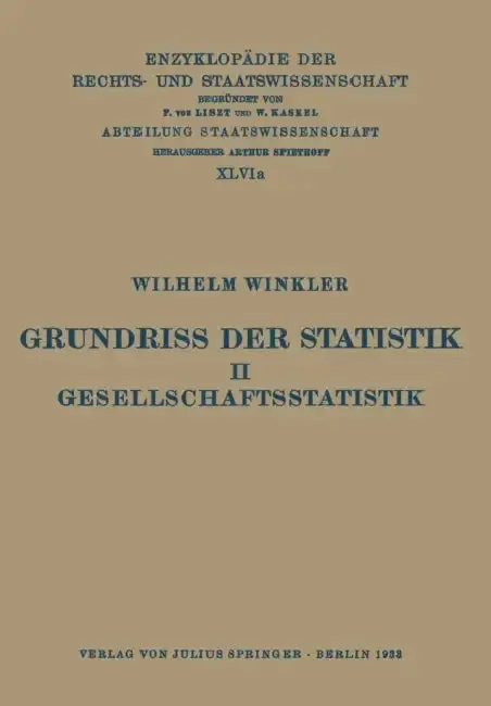 Cover of Grundriss Der Statistik. II. Gesellschaftsstatistik