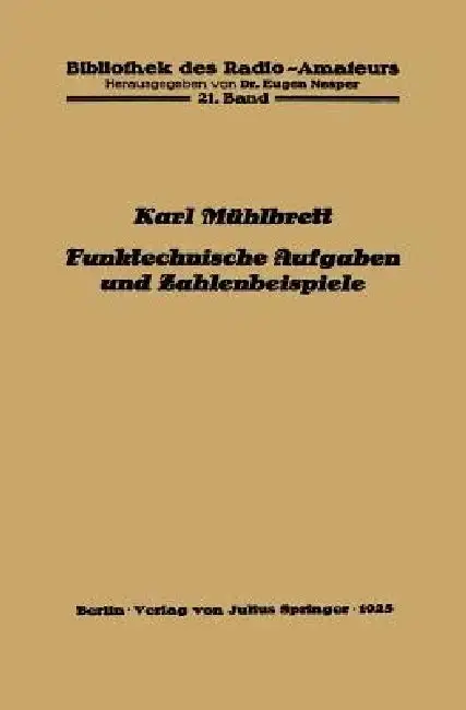 Cover of Funktechnische Aufgaben Und Zahlenbeispiele
