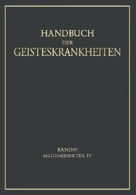 Cover of Handbuch Der Geisteskrankheiten
