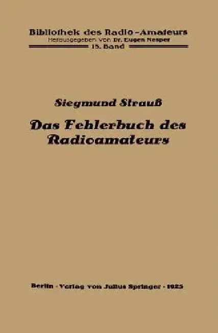 Cover of Das Fehlerbuch Des Radioamateurs