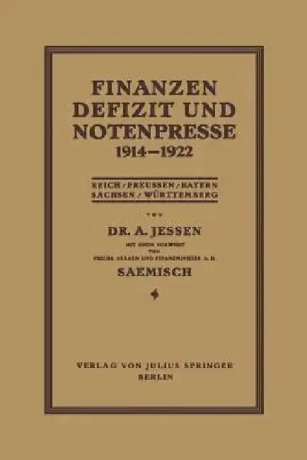 Cover of Finanzen Defizit Und Notenpresse 1914-1922