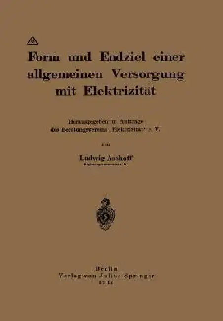 Cover of Form Und Endziel Einer Allgemeinen Versorgung Mit Elektrizität