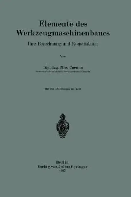 Cover of Elemente Des Werkzeugmaschinenbaues