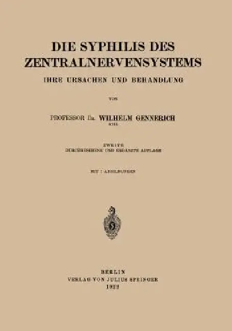 Cover of Die Syphilis Des Zentralnervensystems