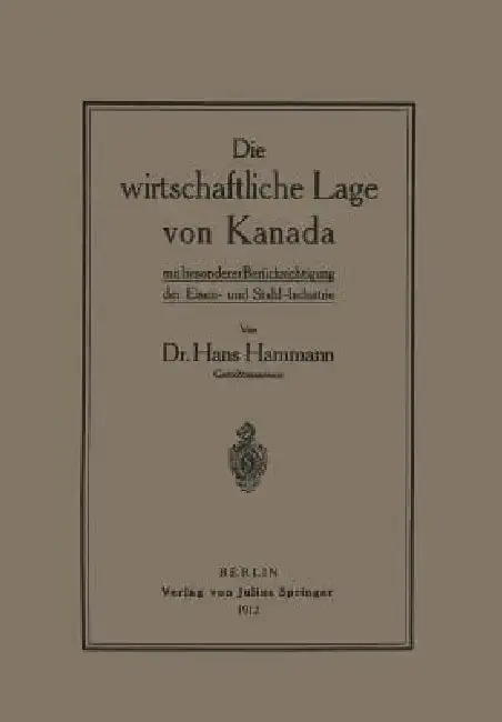 Cover of Die Wirtschaftliche Lage Von Kanada