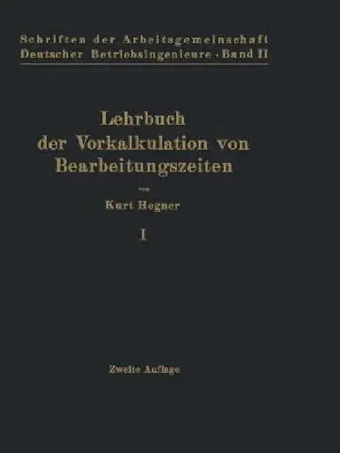 Cover of Lehrbuch Der Vorkalkulation Von Bearbeitungszeiten