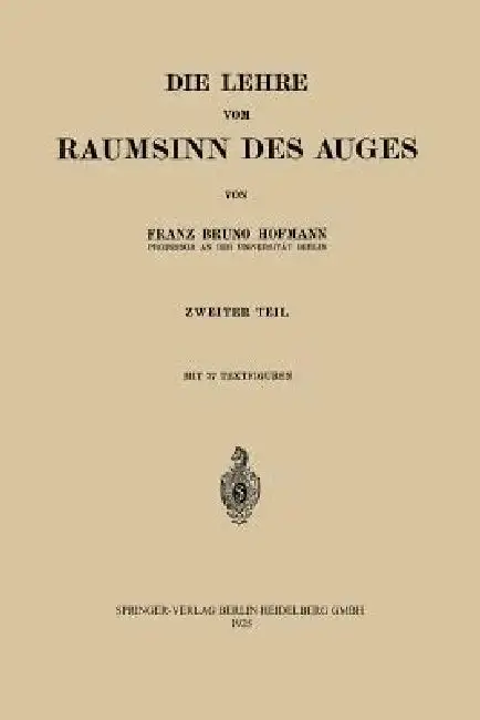 Cover of Die Lehre Vom Raumsinn Des Auges