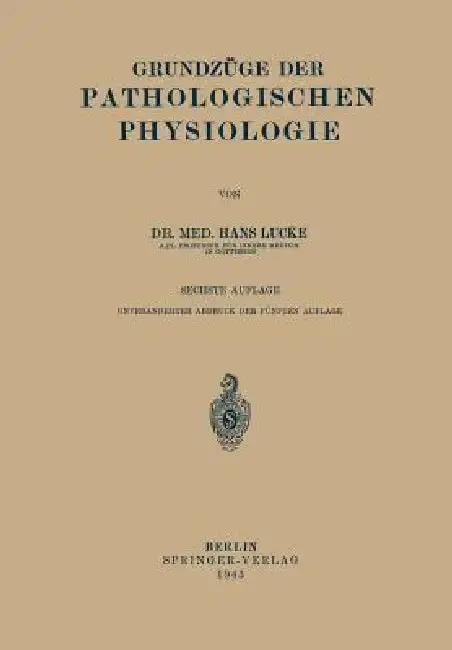 Cover of Grundzüge Der Pathologischen Physiologie