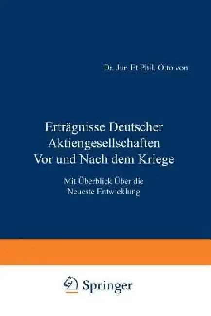 Cover of Erträgnisse Deutscher Aktiengesellschaften VOR Und Nach Dem Kriege