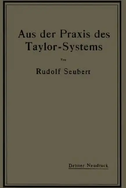Cover of Aus Der PRAXIS Des Taylor-Systems
