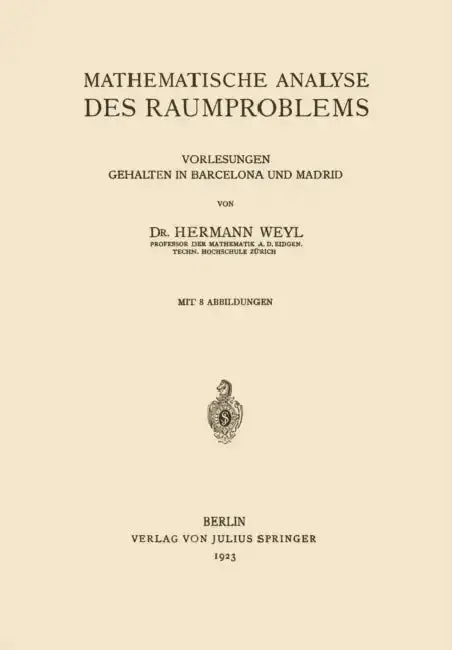 Cover of Mathematische Analyse Des Raumproblems