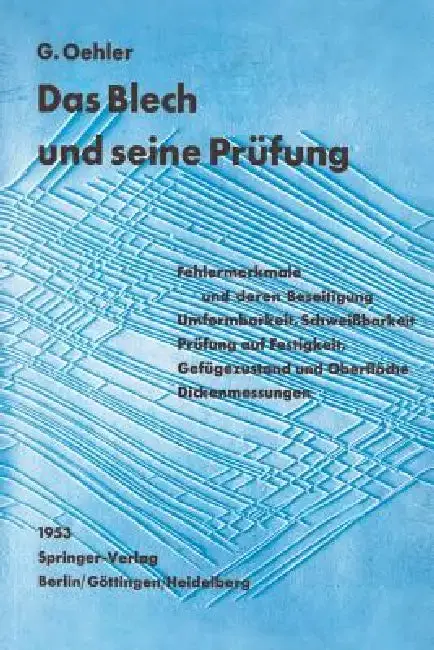 Cover of Das Blech Und Seine Prüfung