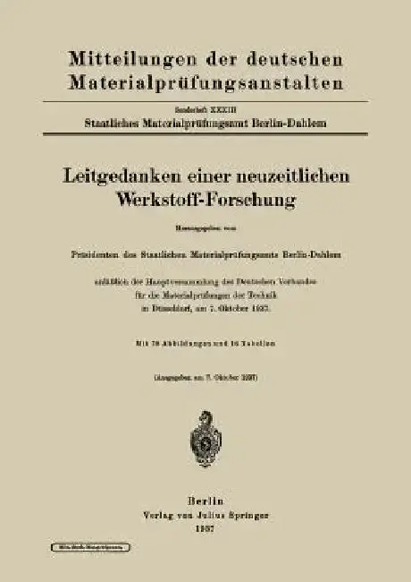 Cover of Leitgedanken Einer Neuzeitlichen Werkstoff-Forschung