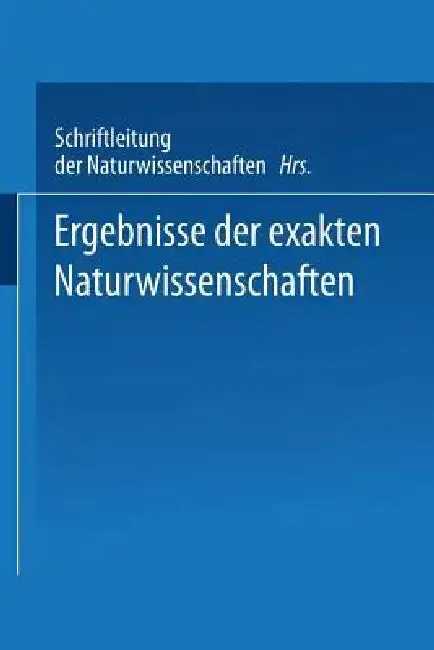 Cover of Ergebnisse Der Exakten Naturwissenschaften