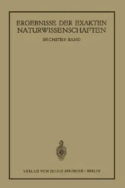Cover of Ergebnisse Der Exakten Naturwissenschaften