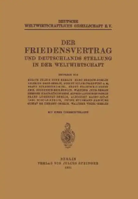 Cover of Der Friedensvertrag Und Deutschlands Stellung in Der Weltwirtschaft