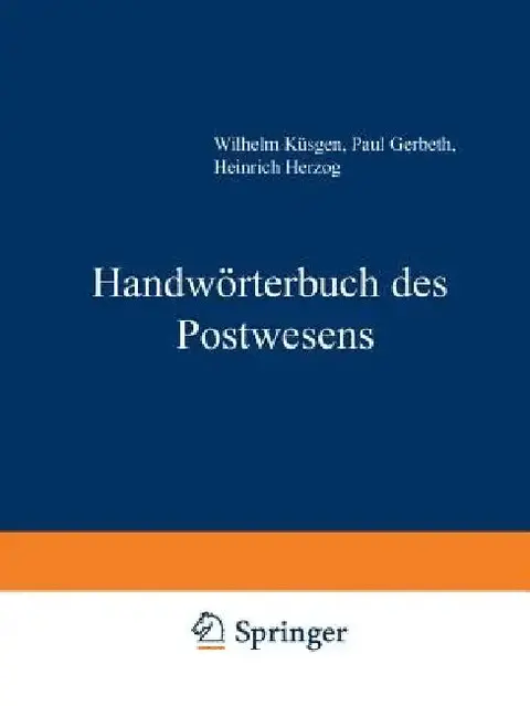Cover of Handwörterbuch Des Postwesens