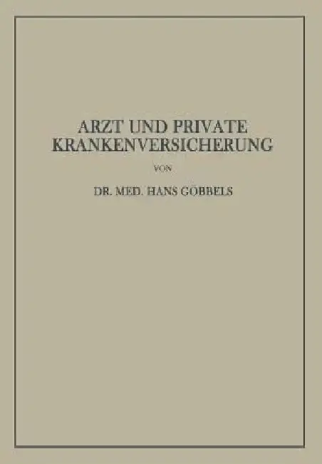 Cover of Arzt Und Private Krankenversicherung